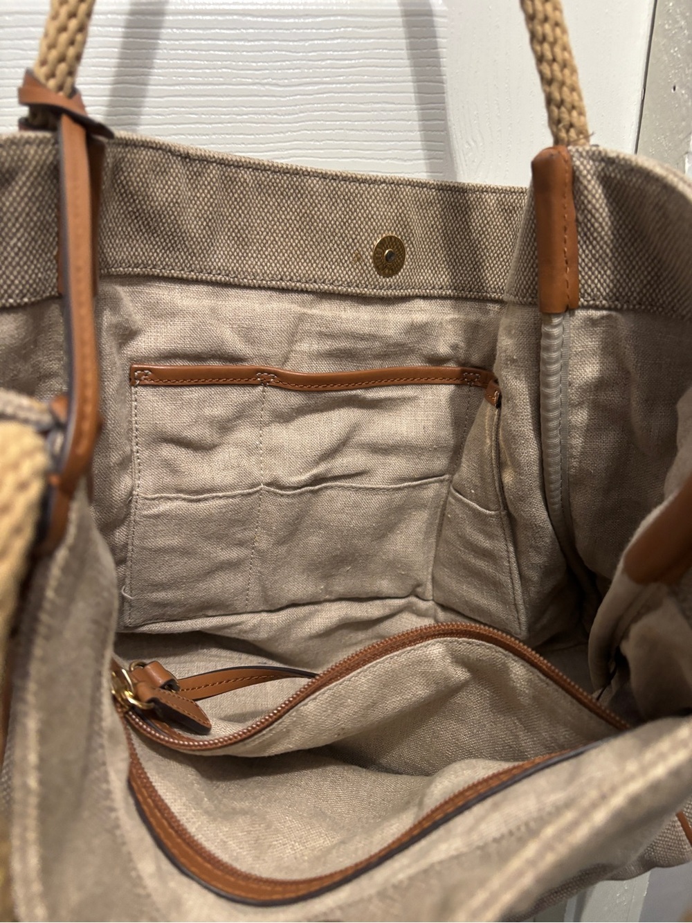 Michael Kors Beige Canvas Tote Bag - Picture 3 of 4